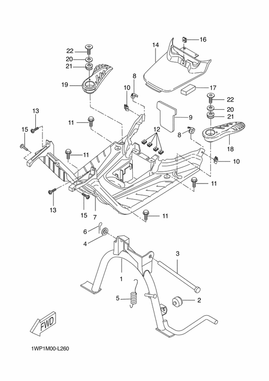 Yamaha 90240-08X00 Pin, Clevis — shown on the Stand & Footrest parts diagram