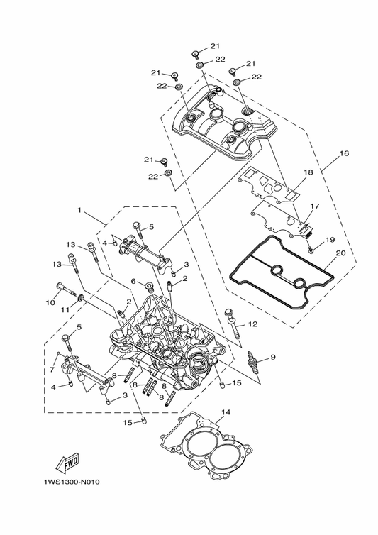 Yamaha 1WS-11169-00 . Gasket, Breather Cover — shown on the Cylinder Head parts diagram