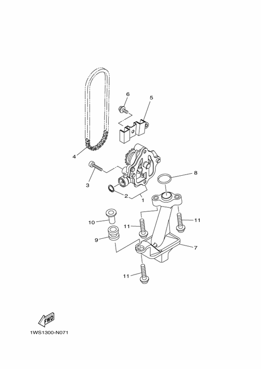 Yamaha 1WS-13410-00 Strainer Housing Assy — shown on the Oil Pump parts diagram