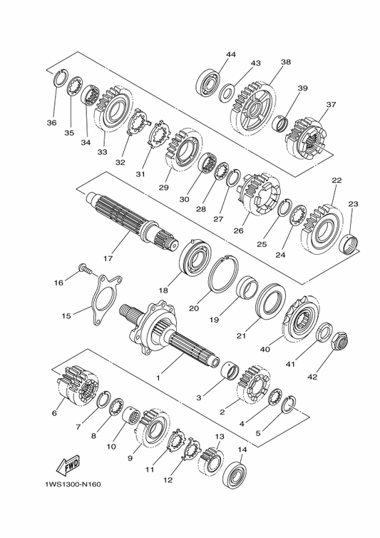 Yamaha 90214-28002 Washer, Claw — shown on the Transmission parts diagram