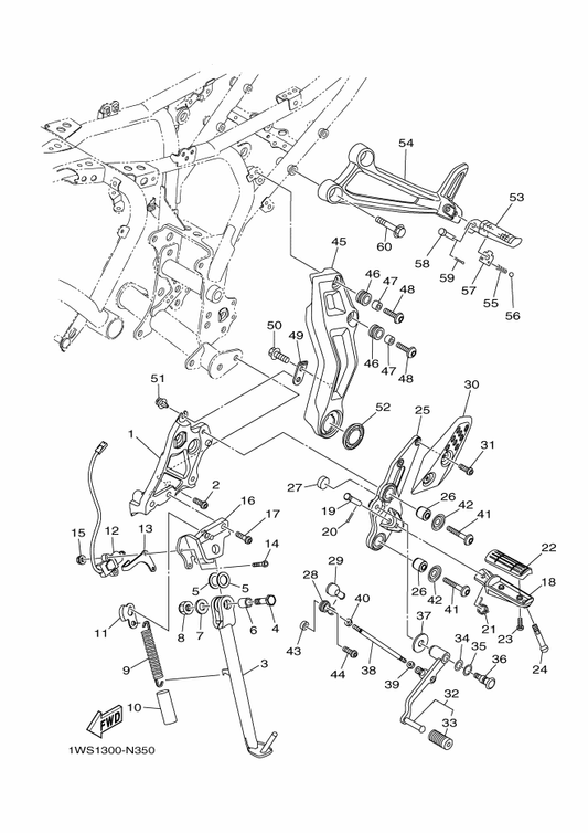 Yamaha 90508-18056 Spring, Torsion — shown on the Stand & Footrest parts diagram