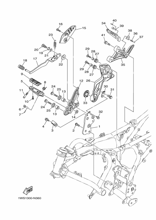 Yamaha 1WS-27446-10 Plate 2 — shown on the Stand & Footrest 2 parts diagram