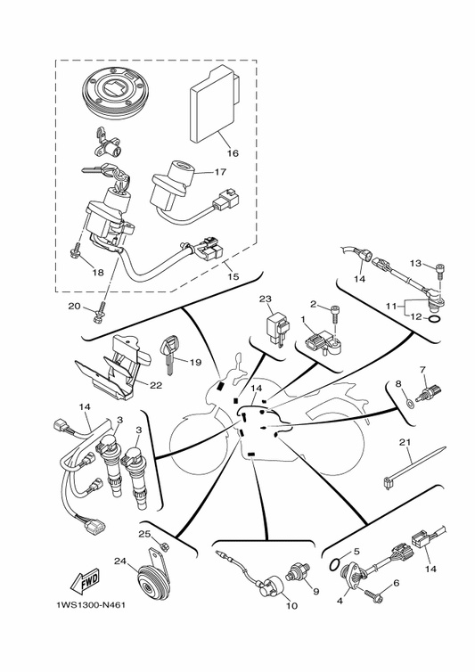 Yamaha 1WS-8591A-00 . Engine Control Unit Assy — shown on the Electrical 2 parts diagram