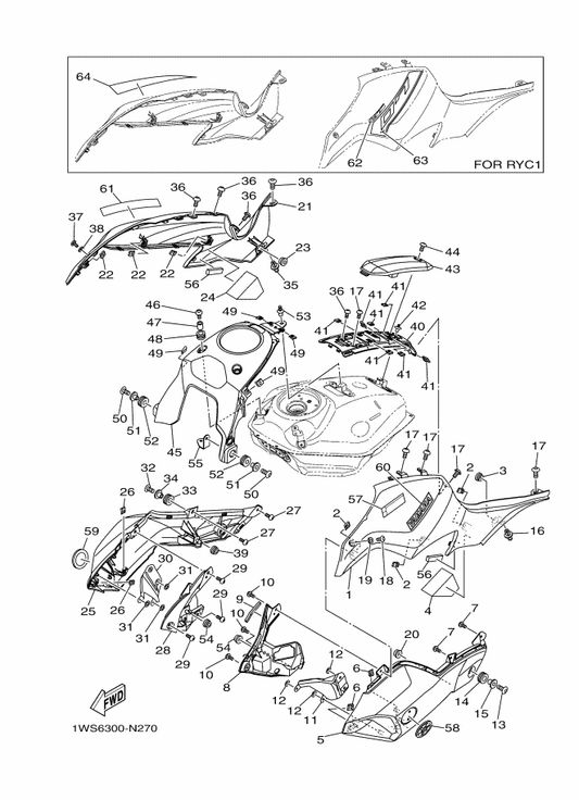 Yamaha 1WS-24139-00-P3 Cover, Side 2 — shown on the Fuel Tank 2 parts diagram