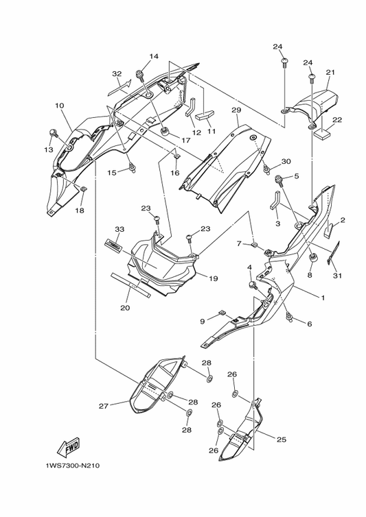 Yamaha 1WS-2171X-00-P1 Cover, Side 6 — shown on the Side Cover parts diagram