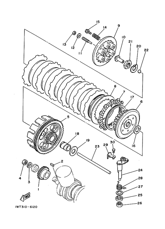 Yamaha 90501-23138 Spring, Compression — shown on the Clutch parts diagram