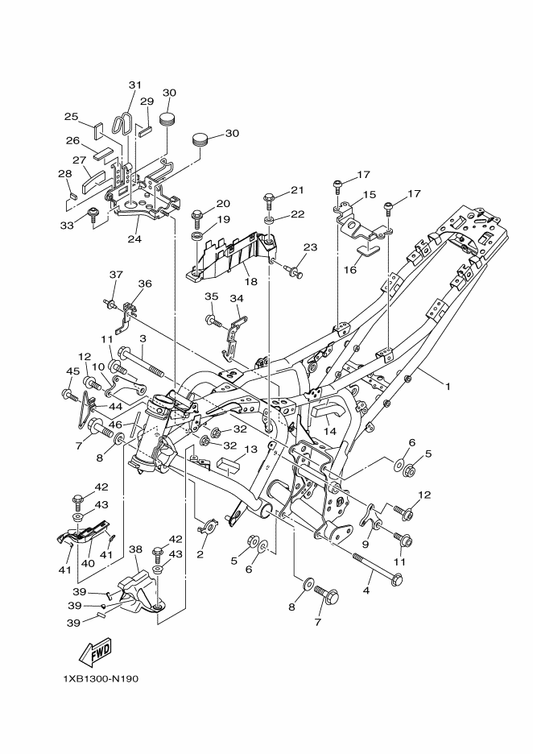 Yamaha 1WS-21110-30 Frame Comp. — shown on the Frame parts diagram