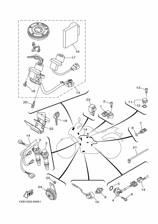 Yamaha 1XB-8591A-40 . Engine Control Unit Assy — shown on the Electrical 2 parts diagram