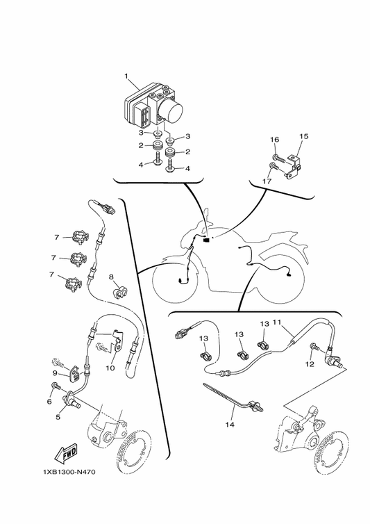 Yamaha 1XB-23592-00 Bracket 2 — shown on the Electrical 3 parts diagram