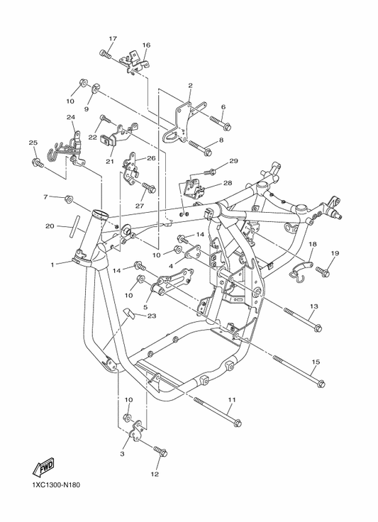 Yamaha 1TP-26481-00 Holder, 2 — shown on the Frame parts diagram