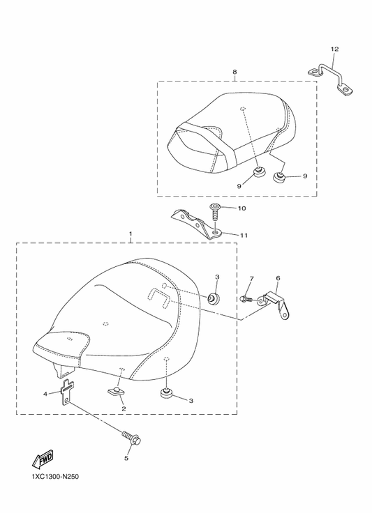 Yamaha 1XC-2475R-00 Bracket 6 — shown on the Seat parts diagram