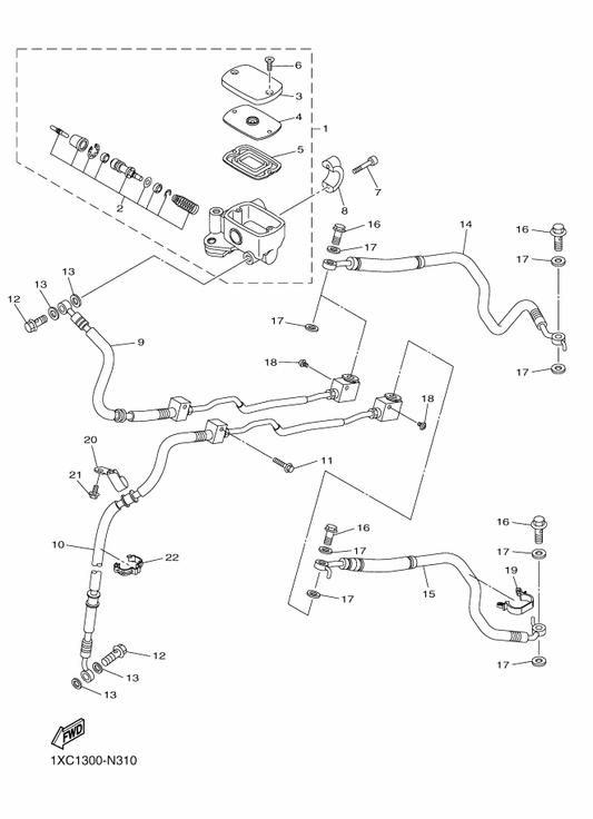 Yamaha 1XC-25807-00 . Cylinder Kit, Master — shown on the Front Master Cylinder parts diagram