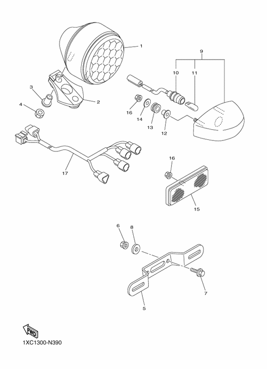 Yamaha 1TP-84547-00 . Cord, Licence Light — shown on the Taillight parts diagram
