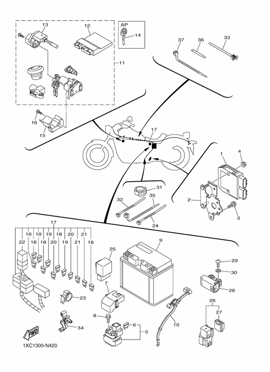 Yamaha 1XC-82590-01 Wire Harness Assy — shown on the Electrical 2 parts diagram