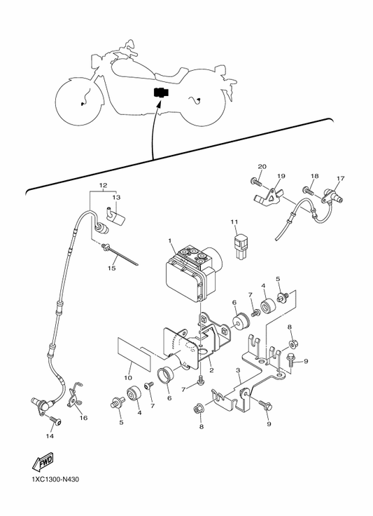 Yamaha 1XC-2175T-00 Bracket 1 — shown on the Electrical 3 parts diagram