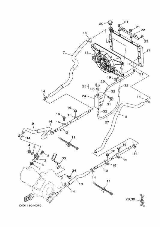 Yamaha 90445-08845 Hose (L760) — shown on the Radiator & Hose parts diagram