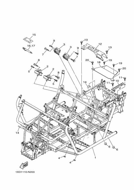 Yamaha 4XY-2811A-01 Gauge, Air — shown on the Frame parts diagram
