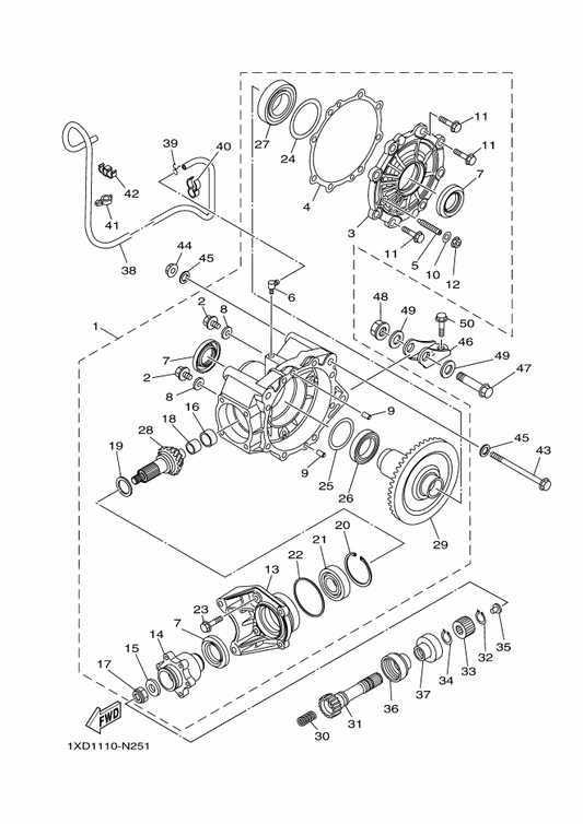 Yamaha 1XD-G6101-12 Rear Axle Gear Case Assy — shown on the Drive Shaft parts diagram