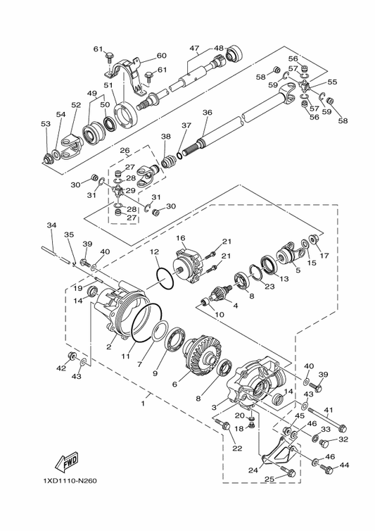 Yamaha BYP-46106-00 Bearing Assy — shown on the Front Differential parts diagram