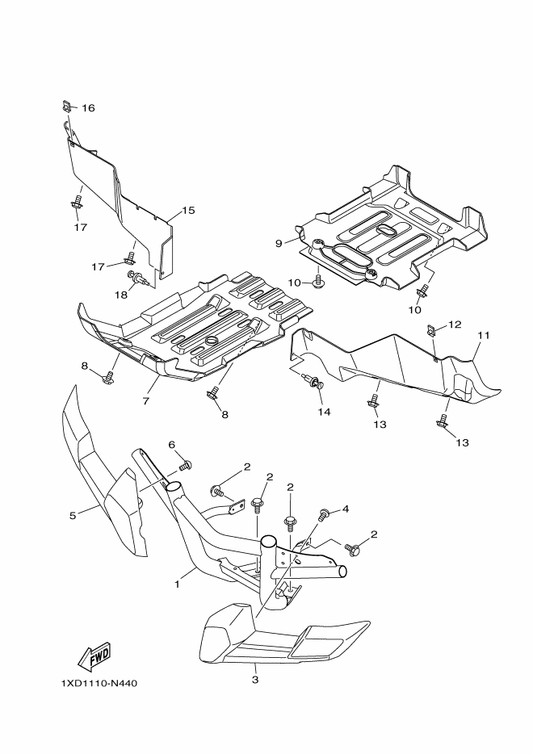 Yamaha 1XD-F2362-00 Guard 2 — shown on the Guard parts diagram