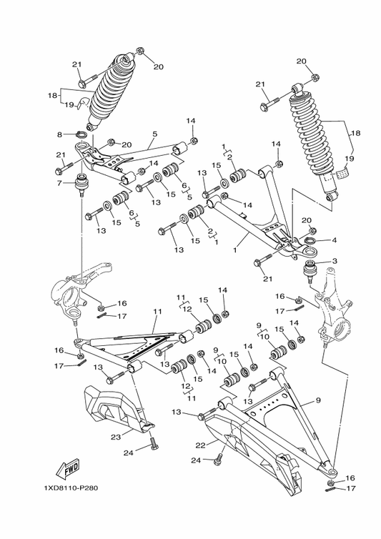 Yamaha 1HP-F2259-11 . Label, Warning — shown on the Front Suspension & Wheel parts diagram