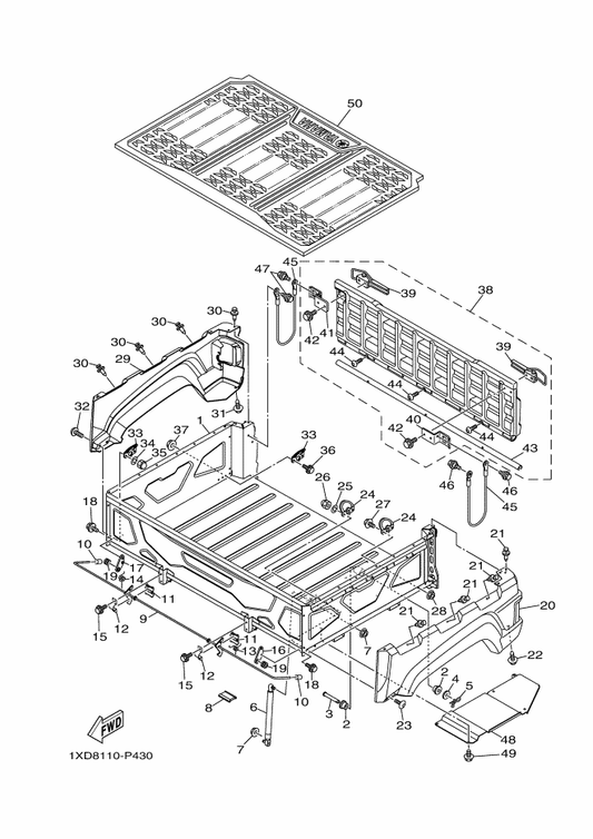 Yamaha 1XP-K8194-10 Panel, Rear Fender 4 — shown on the Carrier parts diagram