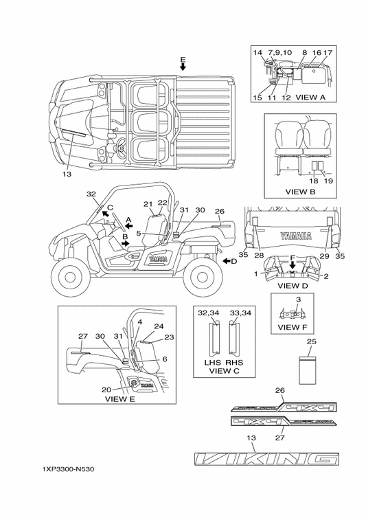 Yamaha 1XD-F163H-10 Emblem 2 — shown on the Emblem & Label 1 parts diagram