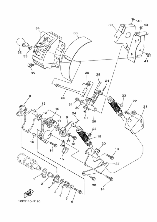 Yamaha 1XD-F6381-00 Holder, Adjusting — shown on the Shift Shaft parts diagram