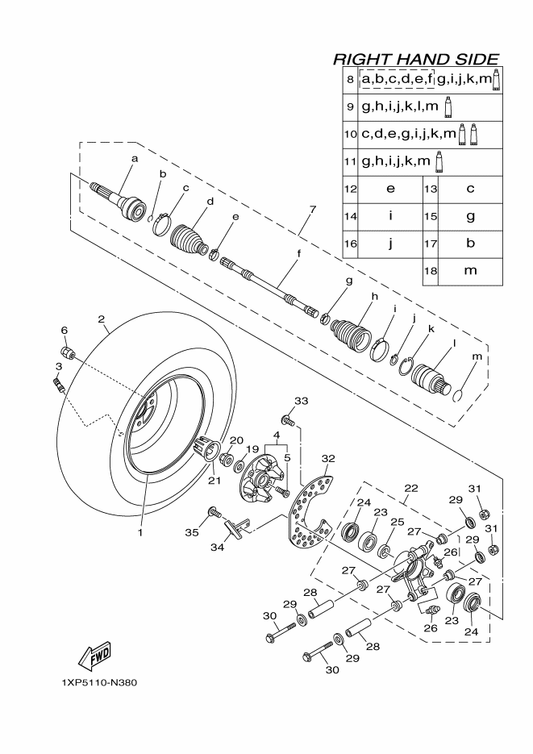 Yamaha 1XD-F512A-00 Cap, Wheel — shown on the Rear Wheel 2 parts diagram