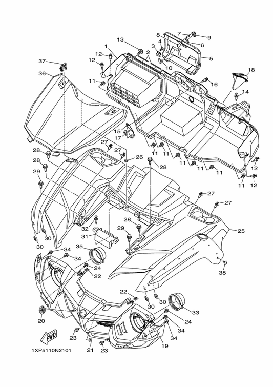 Yamaha 1XP-F1510-00 Front Fender Comp. — shown on the Front Fender parts diagram