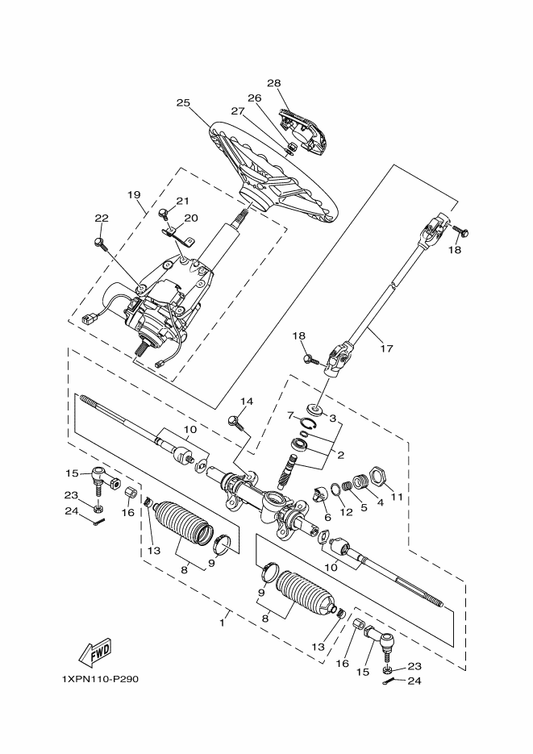 Yamaha 1XP-23881-00 . Bracket 1 — shown on the Steering parts diagram