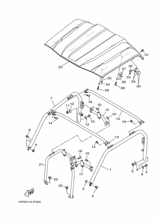 Yamaha 1XP-F481H-00 Clamp — shown on the Guard 2 parts diagram