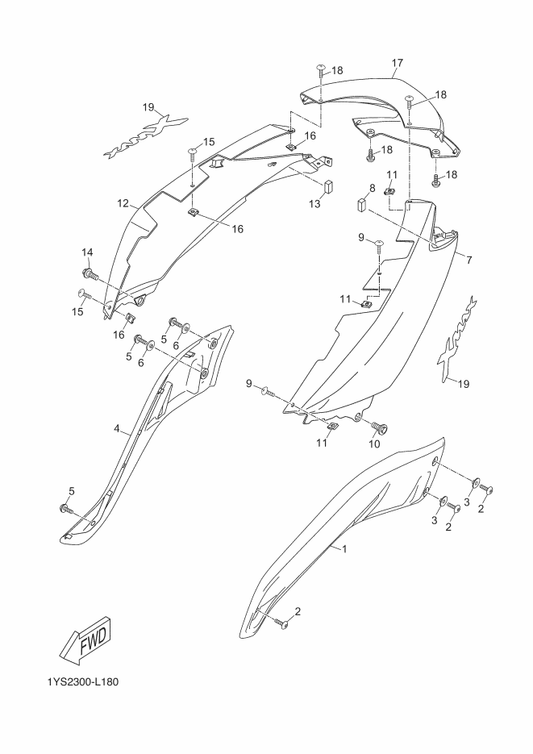Yamaha 37P-F1741-00-P2 Cover, Side 4 — shown on the Side Cover parts diagram