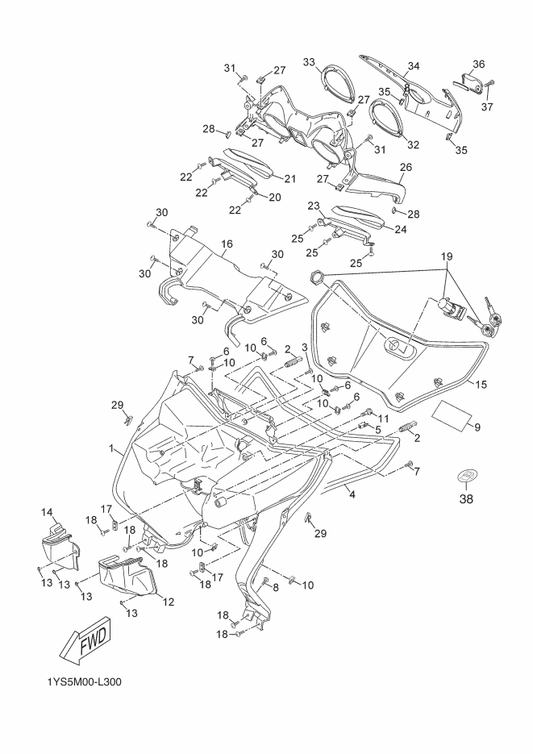 Yamaha 37P-F8311-00 Leg Shield 1 — shown on the Leg Shield parts diagram