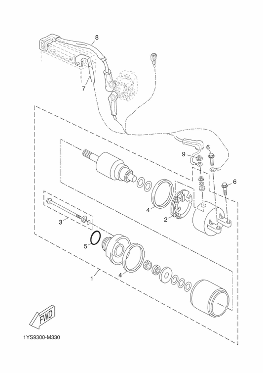 Yamaha 2DL-H1815-00 Cord, Starter Motor — shown on the Starting Motor parts diagram