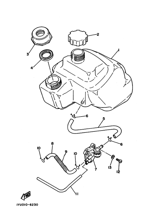 Yamaha 1L4-24610-00 キヤツプアセンブリ — shown on the フユエルタンク parts diagram