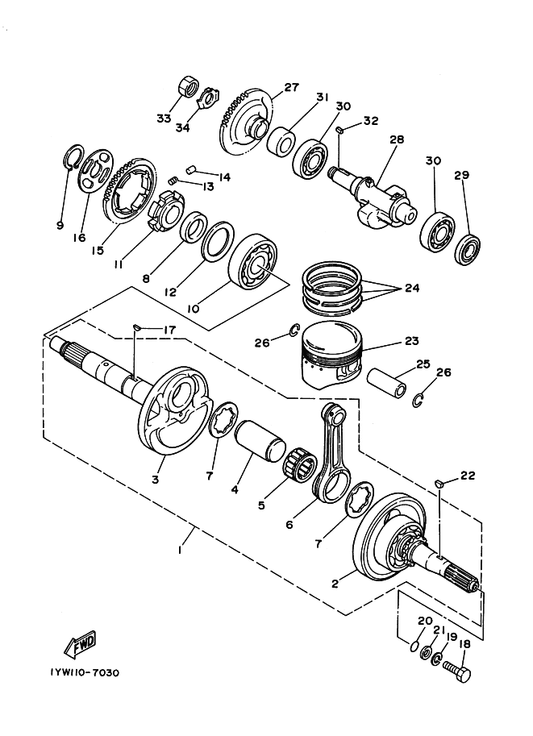 Yamaha 90209-33253 . Washer — shown on the Crankshaft & Piston parts diagram