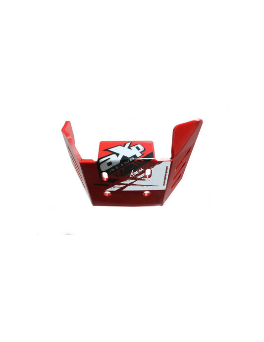 Right side of the red HDPE plastic skid plate with linkage guard for Beta 4T