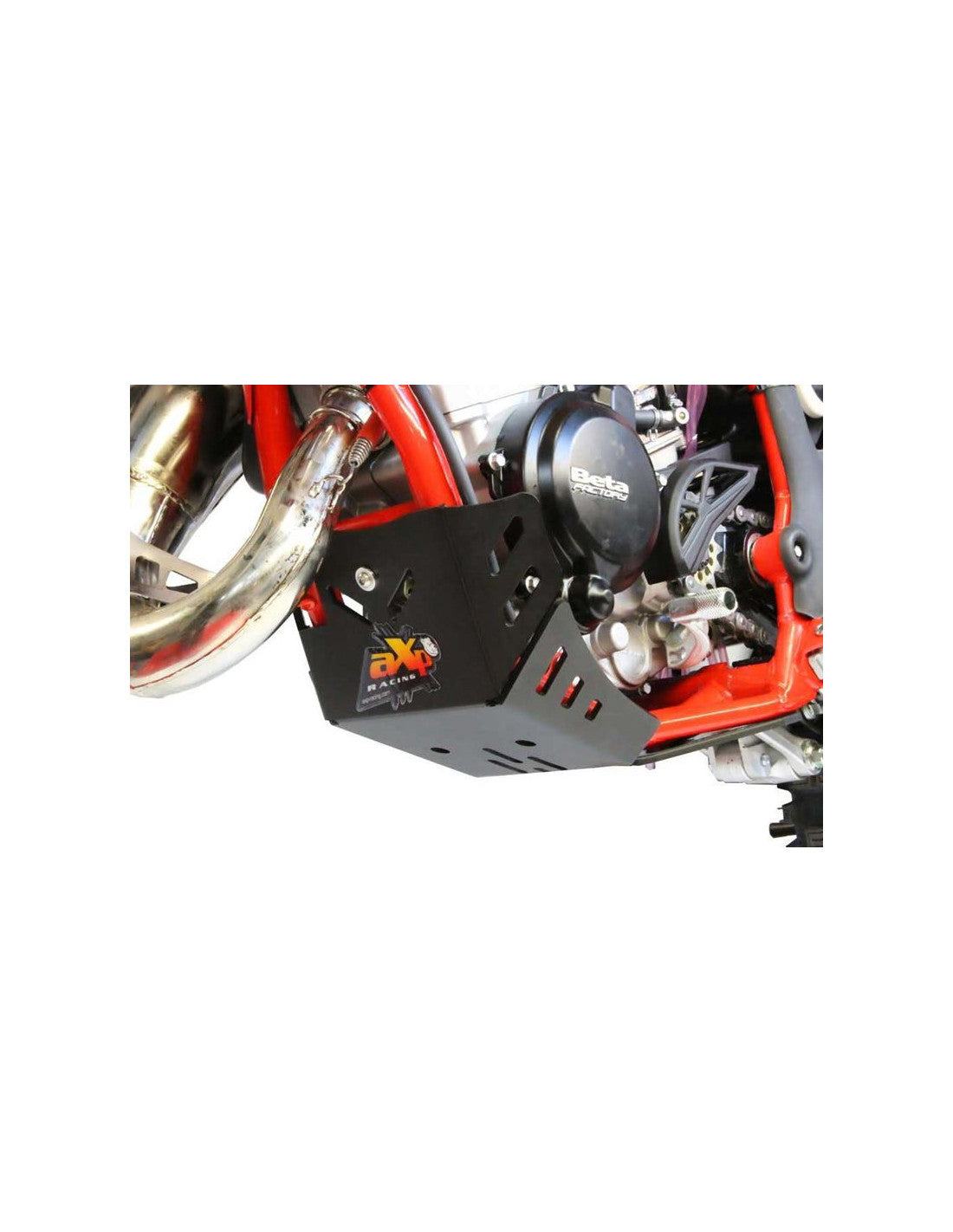 Left side of the black HDPE plastic skid plate for Beta 125RR - 200RR
