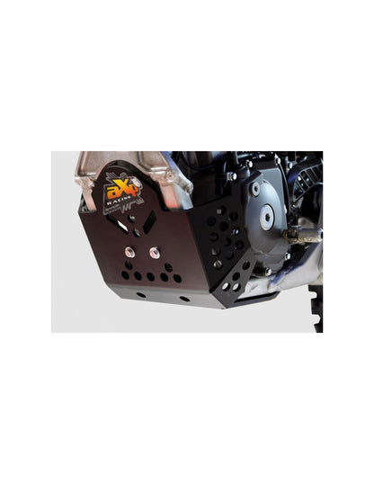 Left side of the black 6mm HDPE plastic skid plate for Suzuki RMZ450