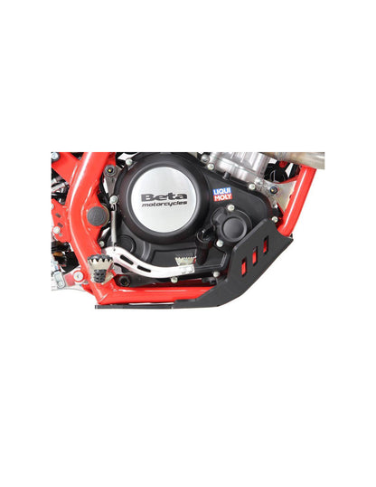 Right side of the black 6mm HDPE plastic skid plate for Beta 125RR