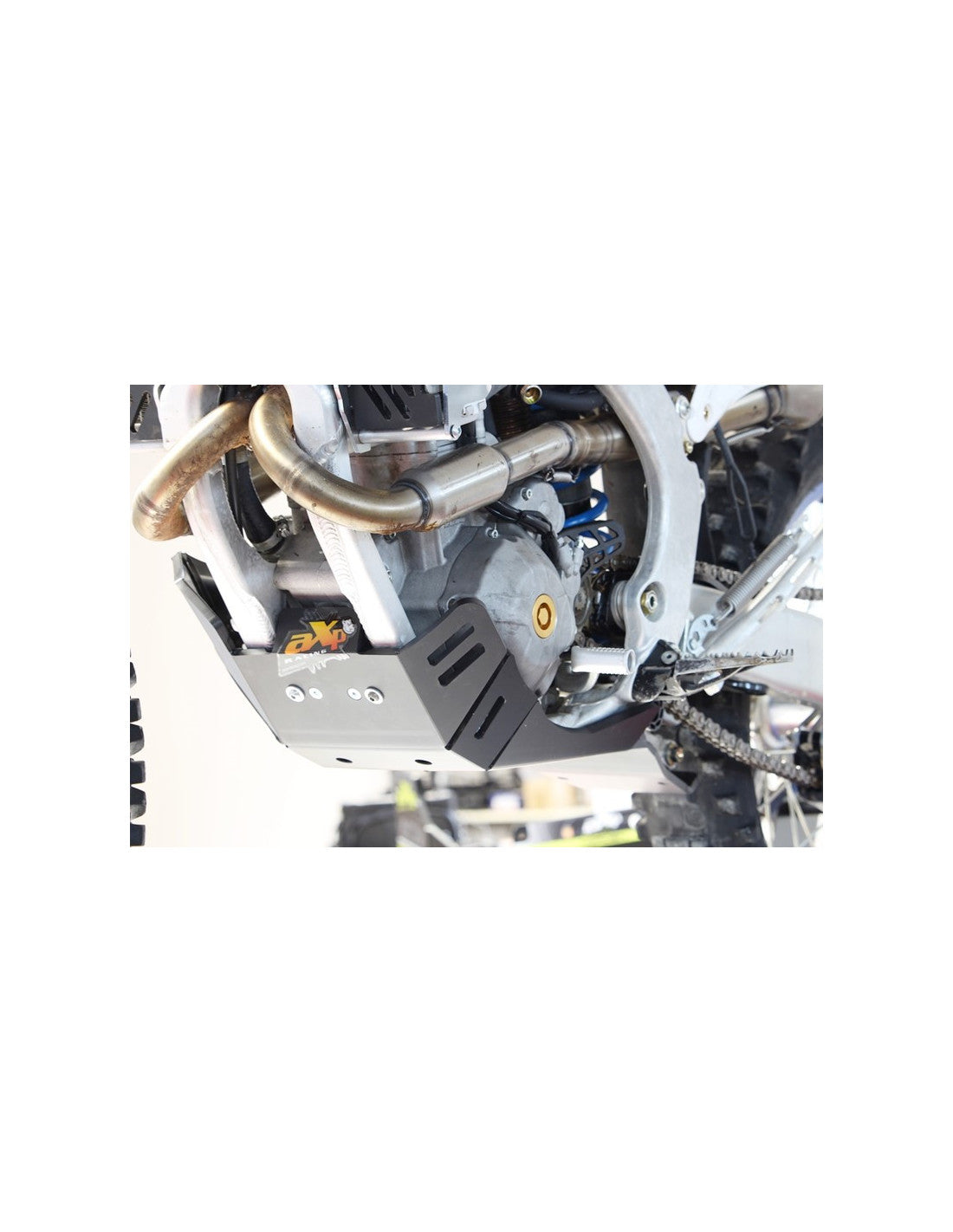 Côté gauche du sabot noir en plastique PEHD avec protection de biellette pour TM Racing EN250Fi et EN300Fi