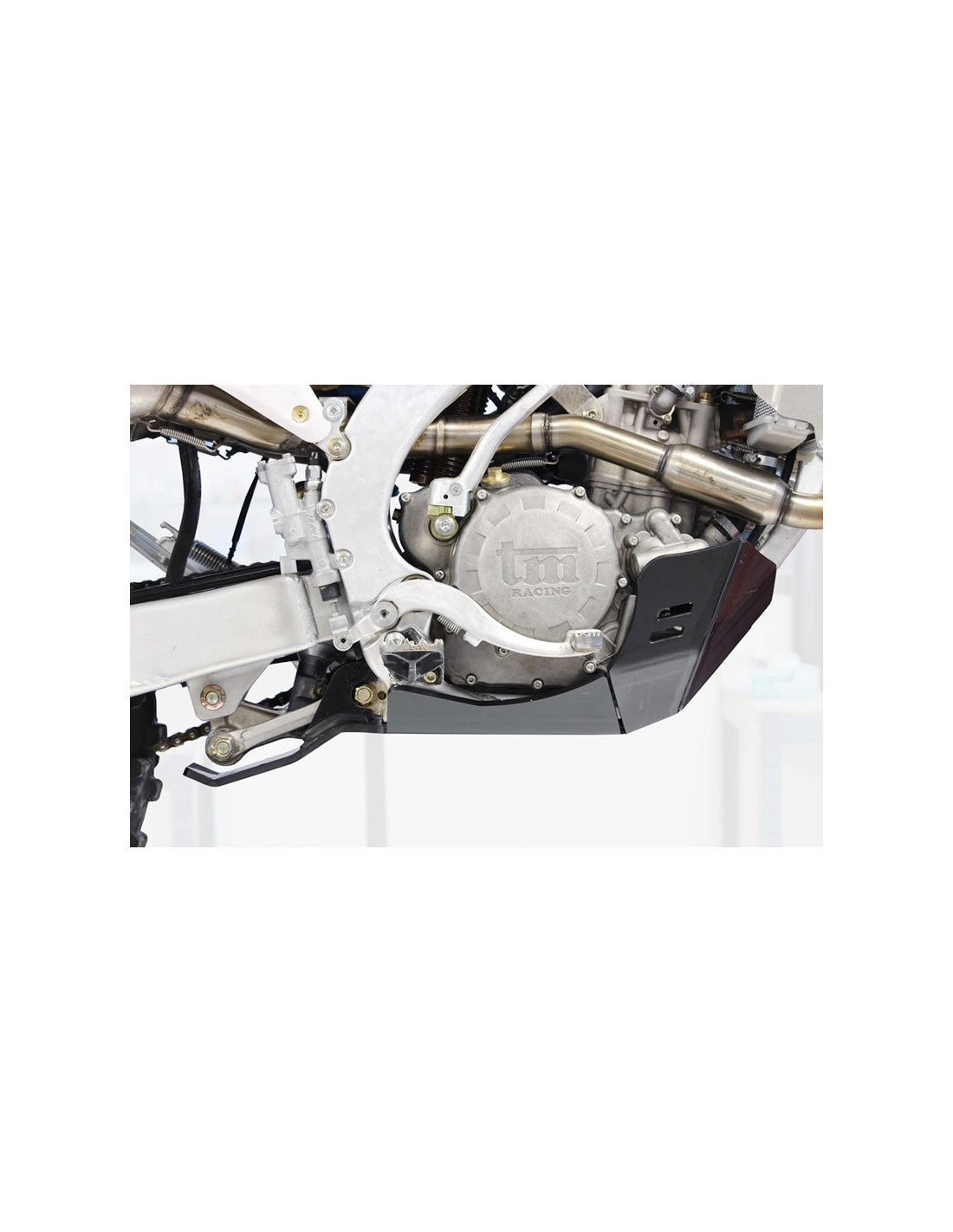 Côté droit du sabot noir en plastique PEHD avec protection de biellette pour TM Racing EN250Fi et EN300Fi