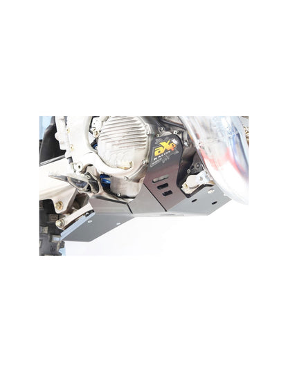 Right side of the black HDPE plastic skid plate with linkage guard for TM Racing EN250Fi and EN300Fi
