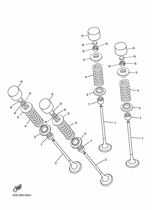 Yamaha 20S-12121-01 Valve, Exhaust — shown on the Valve parts diagram