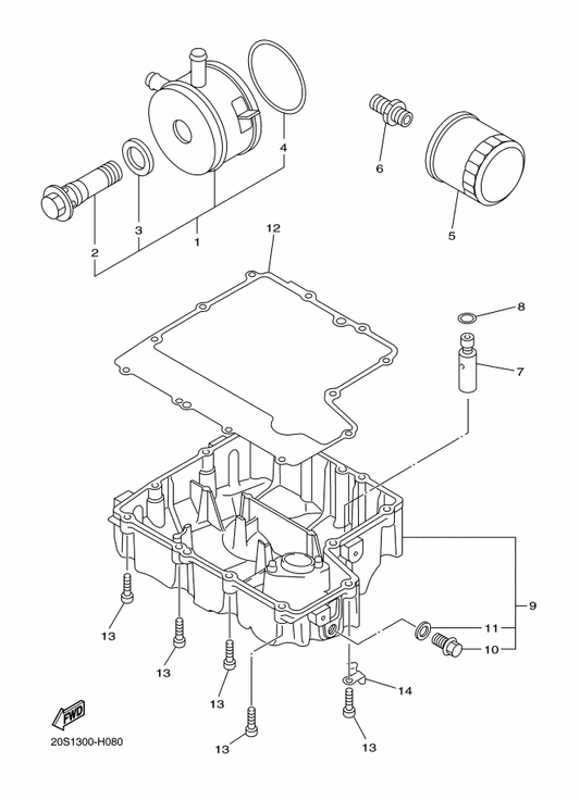 Yamaha 20S-13400-00 Strainer Cover Assy — shown on the Oil Cleaner parts diagram