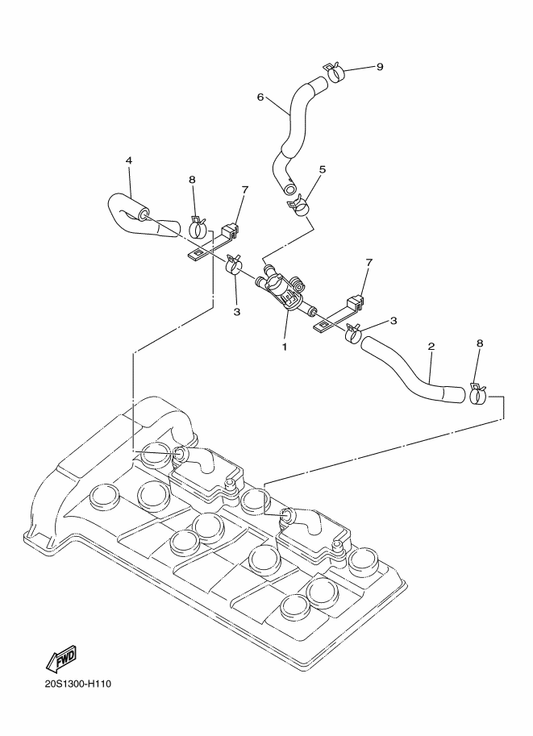 Yamaha 20S-14840-00 Air Cut Valve Assy — shown on the Air Induction System parts diagram