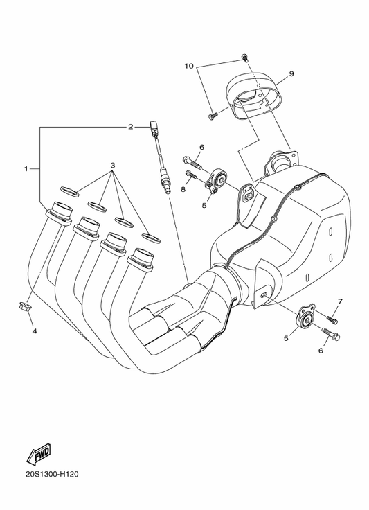 Yamaha 20S-14710-20 Muffler Assy 1 — shown on the Exhaust parts diagram