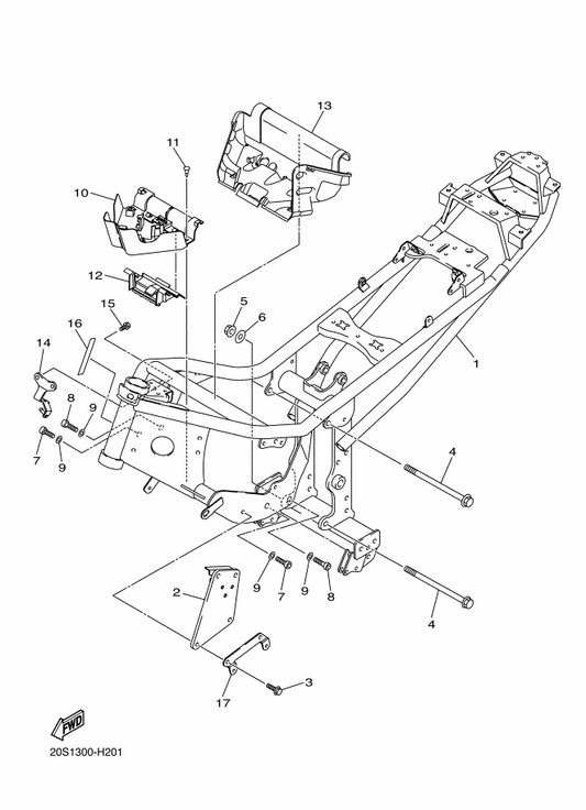 Yamaha 20S-21110-60 Frame Comp. — shown on the Frame parts diagram