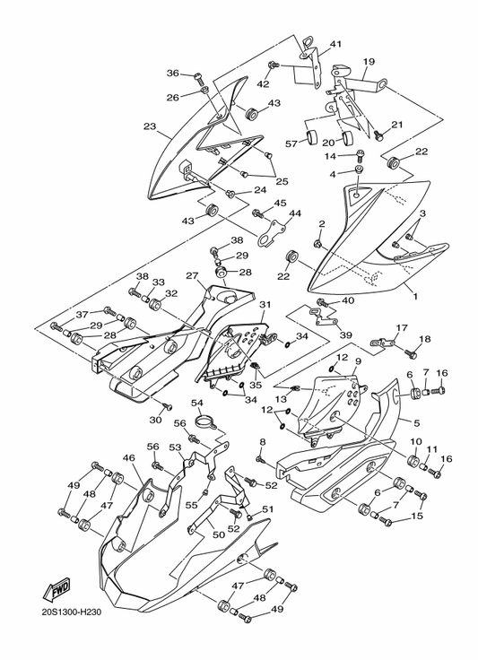 Yamaha 20S-2171X-00-P0 Cover, Side 6 — shown on the Side Cover 2 parts diagram